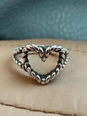 James Avery Retired 60th Anniversary Sterling Silver Heart Rope Ring Size 6